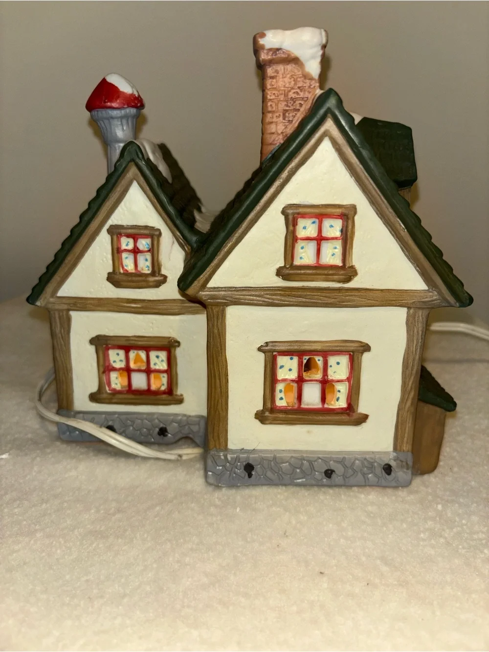 Santa Workbench Lighted Christmas Cottage - Red & Green Holiday Decor - Picture 6 of 9